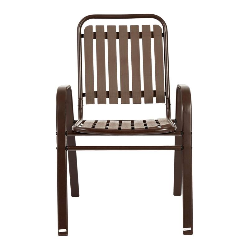 5 Piece Outdoor Dining Table Set, All Weather Outdoor Table and Chairs Set with Square Metal Dining Table with Plastic Chair