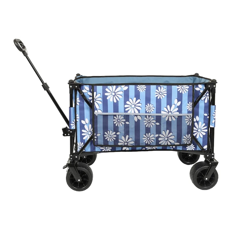 480 lb Folding Wagon Cart with Bonus Picnic Mat & All-Terrain Wheels