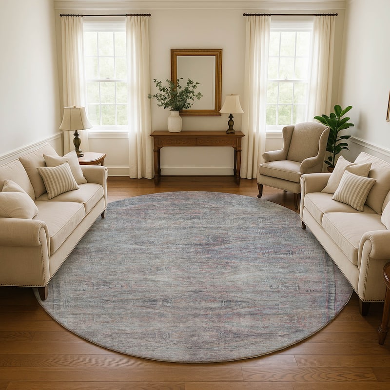 Premium Washable Super Soft Vintage Traditional Mayfield Rug - Pewter - 8' x 8'