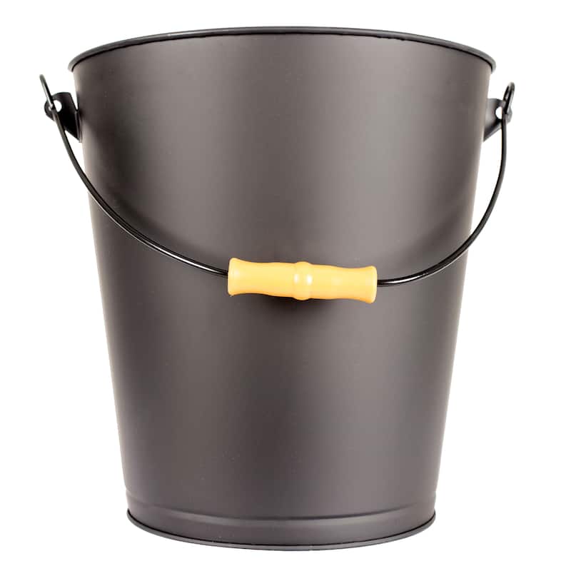 Pleasant Hearth Classic Black Steel Ash Can with Handle