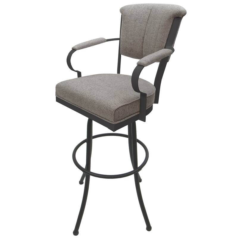 Miami Extra Tall 34" Spectator Metal Bar Stool on Noam Base - 34" Seat Height - Portwood Ash - Grey