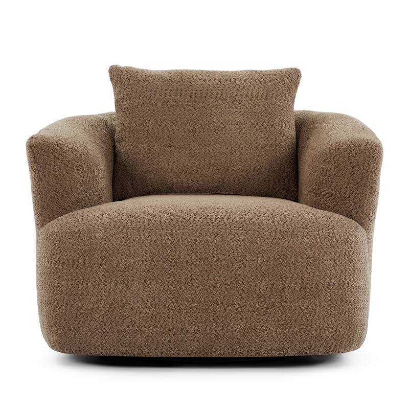 Swivel Chair with Throw Pillow & Spring Seat