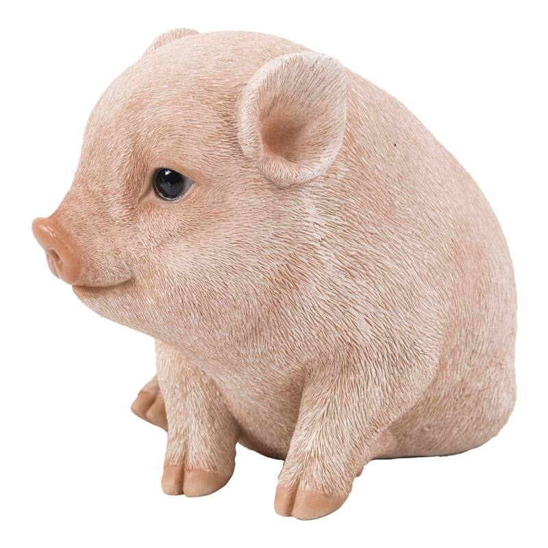 5.75" Chubby Piglet Sitting Outdoor Garden Statue