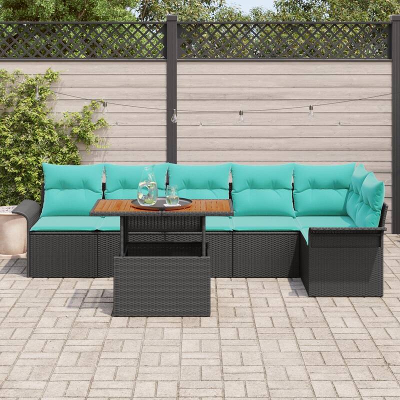 vidaXL 7 Piece Garden Sofa Set with Cushions - 117.1×52.2×27.2