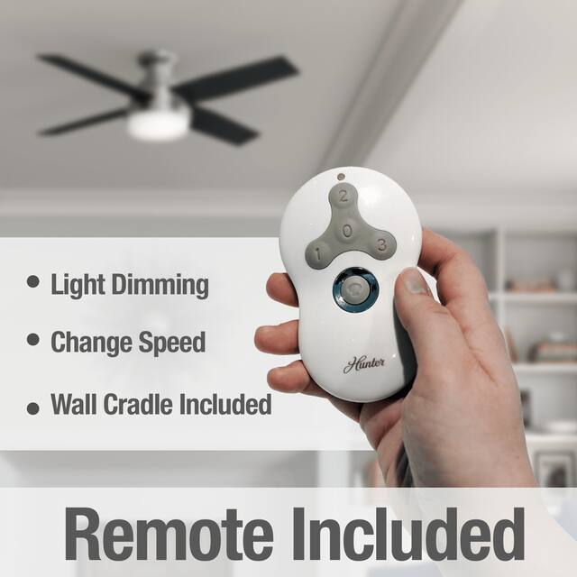 Hunter 52" Dempsey Flush Mount Ceiling Fan w/ LED Light Kit and Handheld Remote