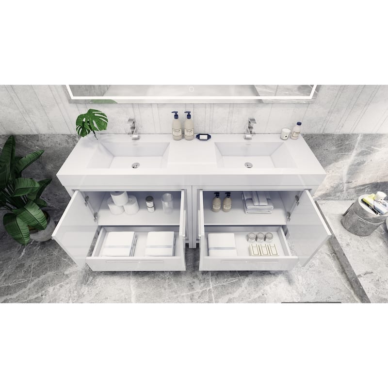 Dove 72'' Freestanding Vanity with Double Reinforced Acrylic Sink