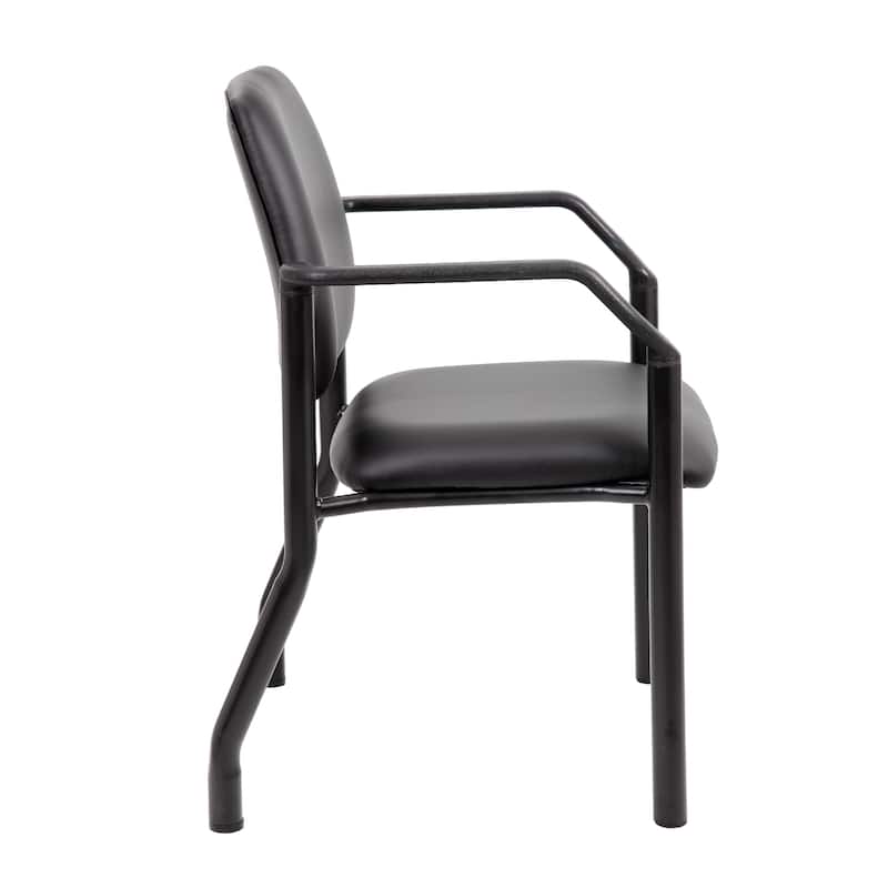 Theo Guest Chair with Modern Steel Frame, Black Antimicrobial Vinyl