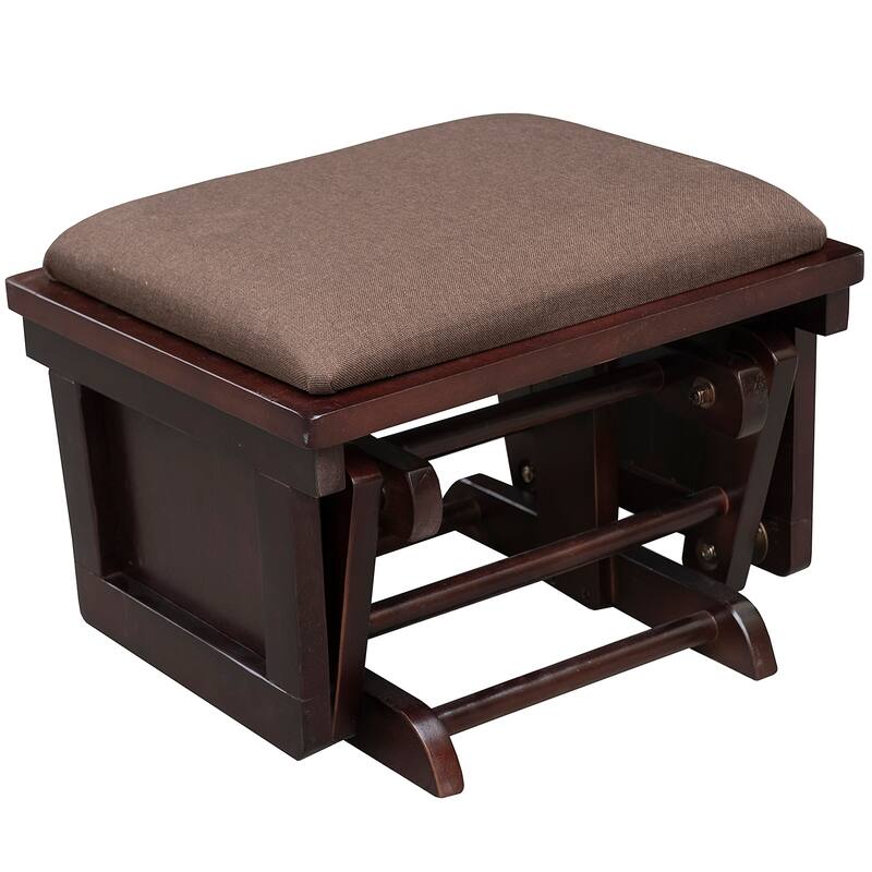 Glider Rocker Chair with Ottoman & Brown Wood Base