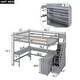 preview thumbnail 3 of 10, Full Size Loft Bed with Built-in L-Shaped Desk, Storage Shelves, and Storage Staircase