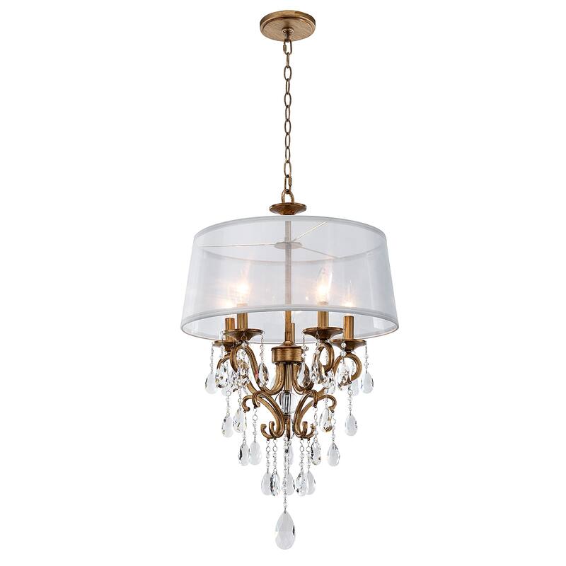 KAWOTI 6-Light Drum Glass Chandelier Pendant Lights