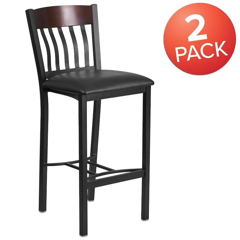 2 Pk. Eclipse Series Vertical Back Metal and Wood Restaurant Barstool - 17"W x 23"D x 42.75"H - 17"W x 23"D x 42.75"H
