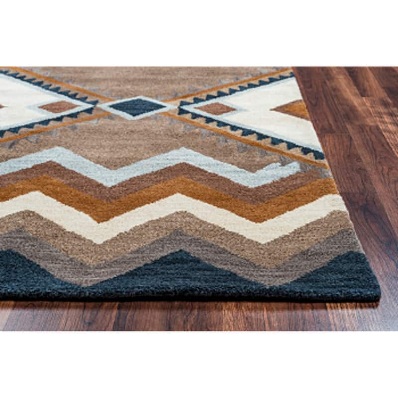 Alora Decor Pueblo Multi-colored Diamond Hand-tufted Wool Rug