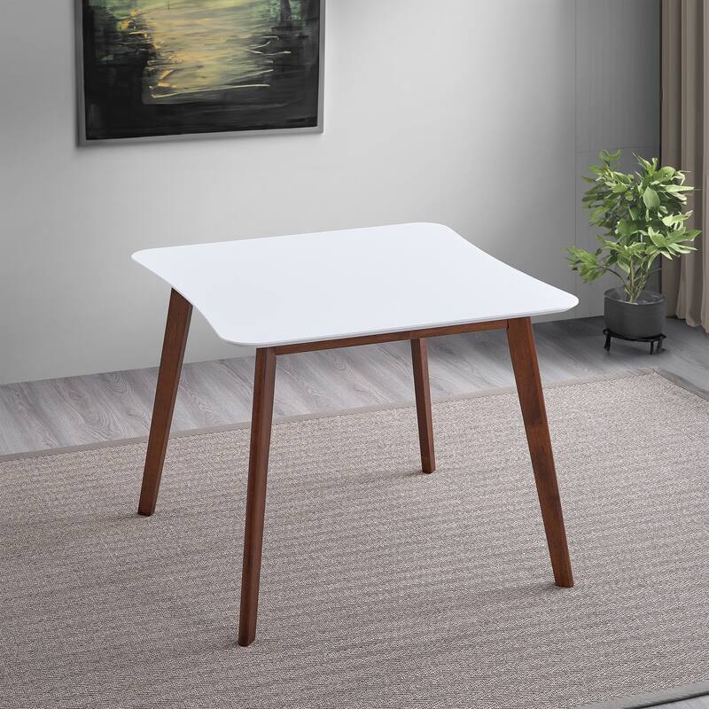Warden Contemporary Solid Wood White Top Square Dining Table - White