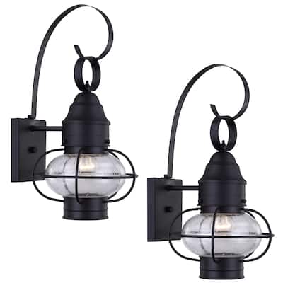 2 Pack 1- Light Outdoor Wall Lantern Light Set - 9"x10.72"x17.51"