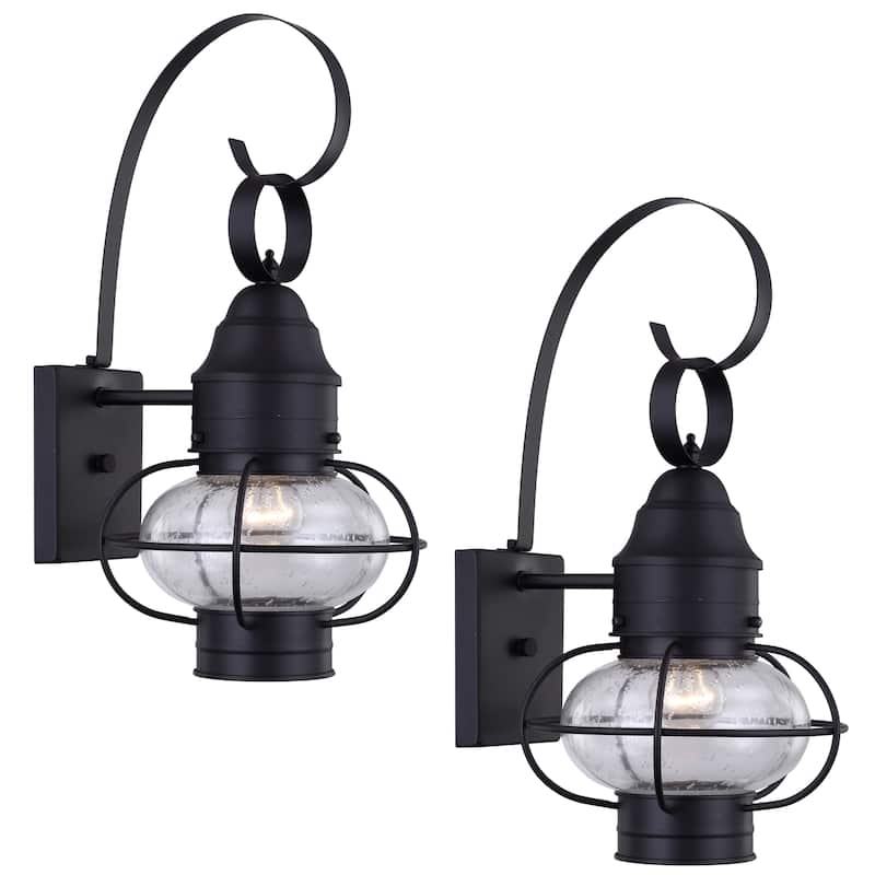 2 Pack 1-Light Outdoor Wall Lantern Light - 9"x10.72"x17.51" - 9"x10.72"x17.51" - Matte Black