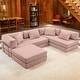 preview thumbnail 110 of 179, Jaxx Unsofa Modular Convertible Sectional Sofa with Fold Out King Sleeper Bed U-Shaped Sectional. - Corduroy Peony Pink