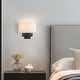 preview thumbnail 15 of 18, 12in H Dark Bronze Wall Sconce Light With Oatmeal Fabric Shade