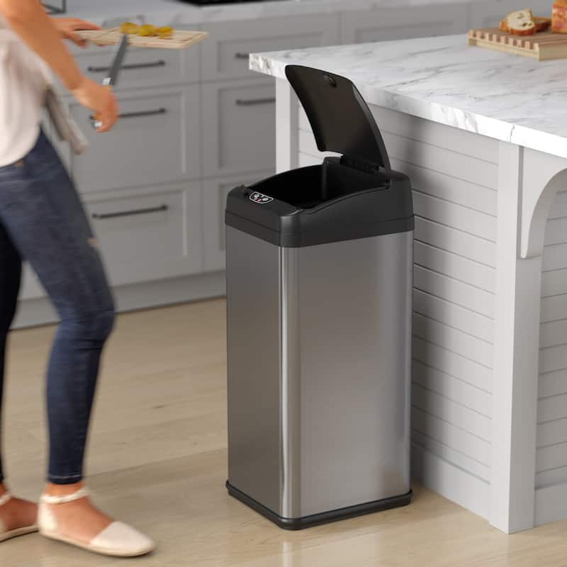 iTouchless 13 Gal Extra-Wide Stainless Steel Sensor Kitchen Trash Can