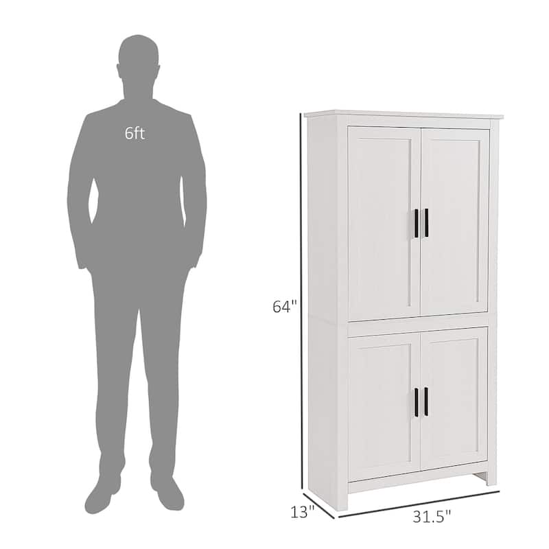 64" 4-Door Kitchen Pantry,Freestanding Storage Cabinet