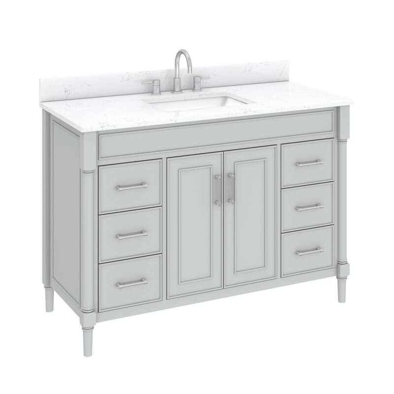 Avanity Bristol 49 in. Bath Vanity in Light Gray finish and Cala White Engineered Top
