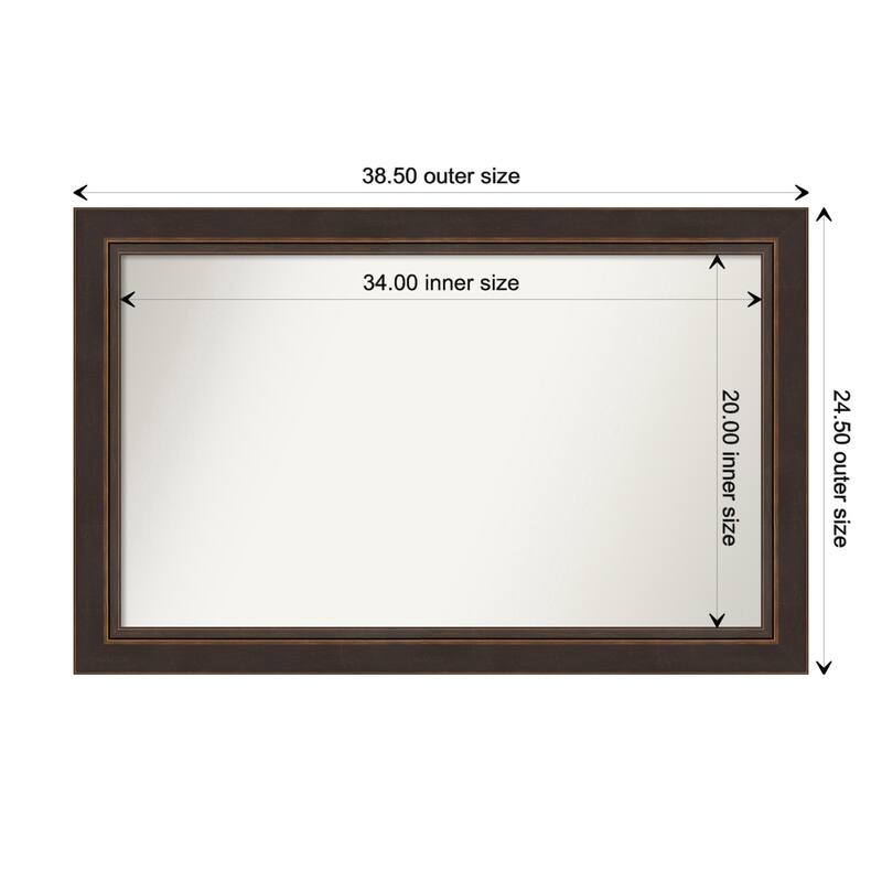 Lara Bronze Framed Non-Beveled Custom Wall Mirror, Bathroom Vanity Mirror - Outer Size: 38.5 x 24.5