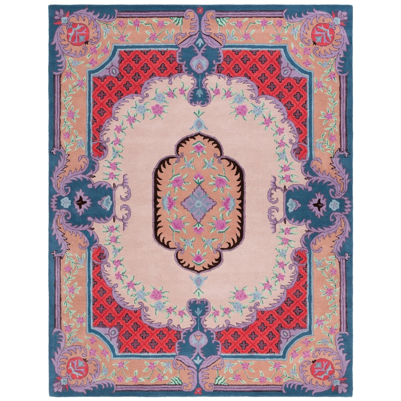 SAFAVIEH Handmade Bellagio Tatevik Oriental Medallion Wool Rug - 9' x 12' - Ivory/Pink