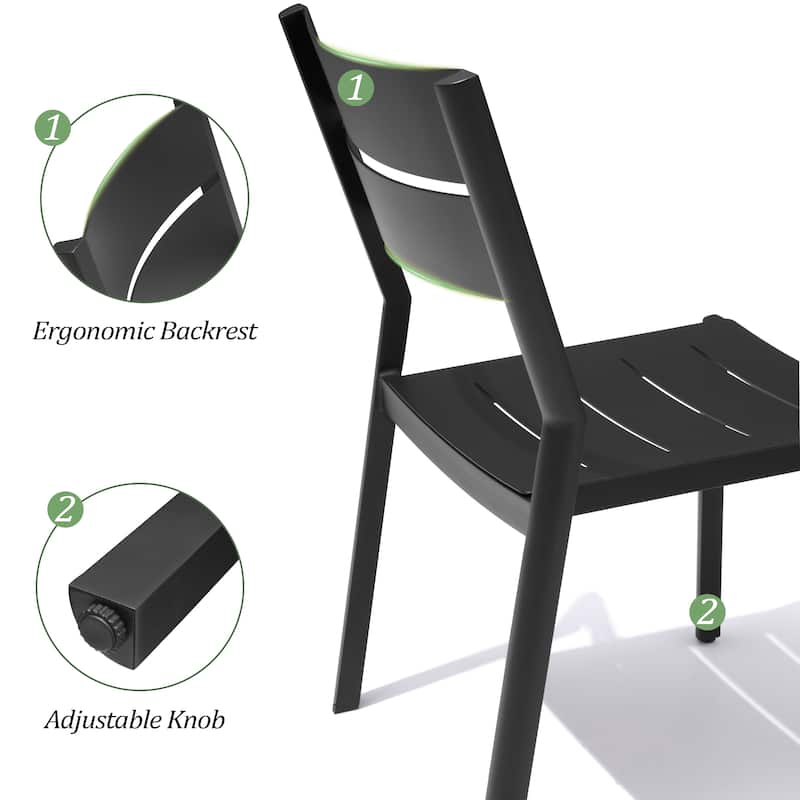 11PC Patio Outdoor Dining Set All-Aluminum Umbrella Hole Table wiht Stackable Chairs