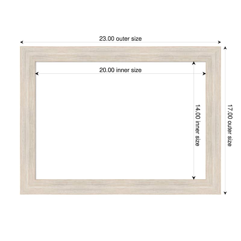 Amanti Art Hardwood Chocolate Narrow Framed Dry Erase Magnetic Board - 23 x 17 in - Hardwood White Wash Narrow