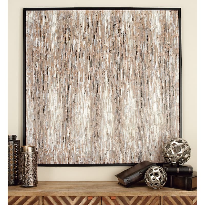 Canvas Abstract Framed Wall Art with Black Frame - White - Roche River Decor