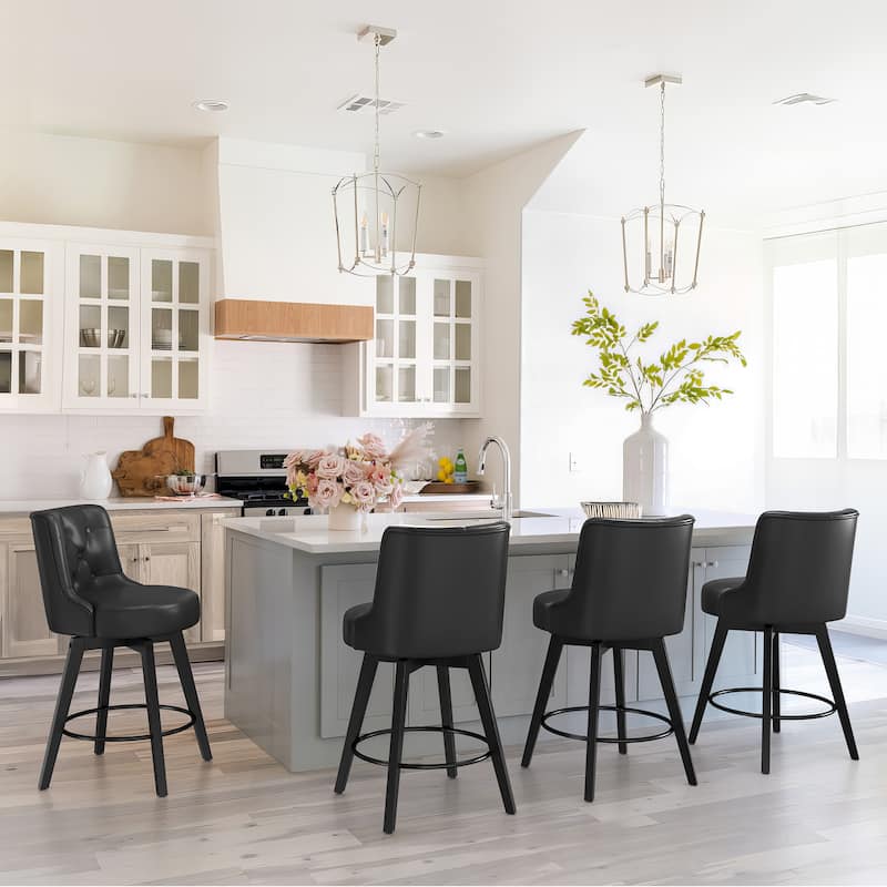 LUE BONA 26" Counter Height Bar Stools Swivel Bar stool with Backs - 26" H