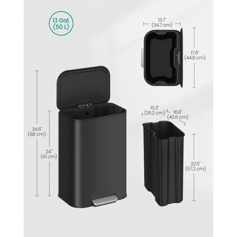 13-Gallon (50 L) Trash Can Can with Lid