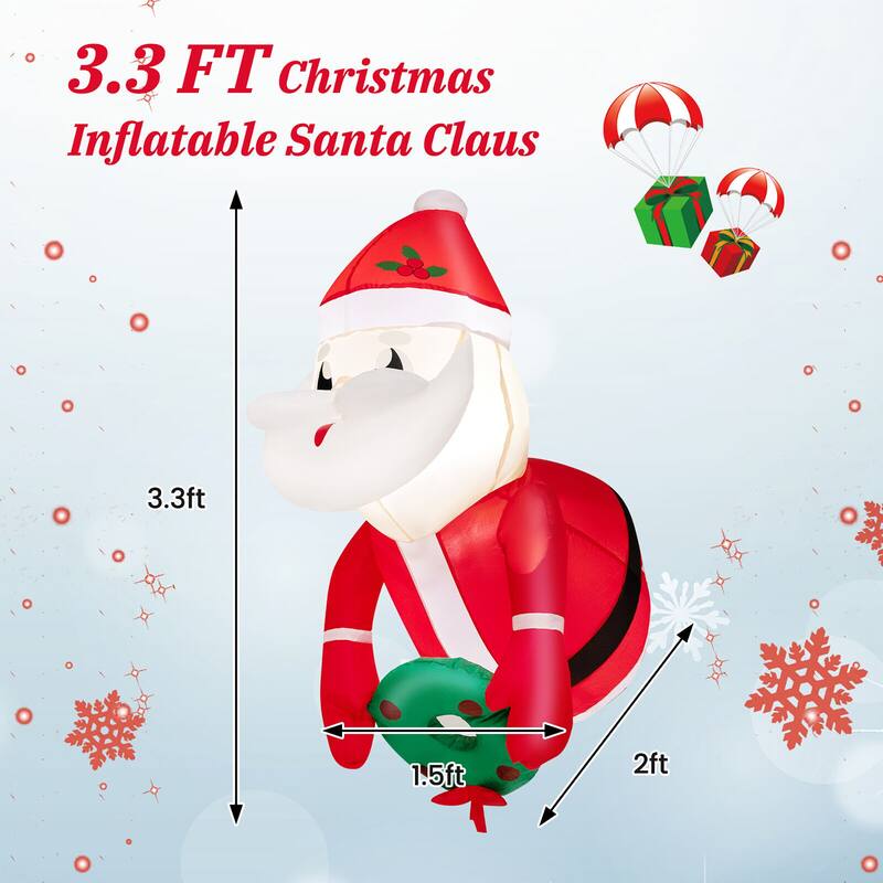 Gymax Inflatable Santa Claus Broke Out from Window Blow Up Decorations - See Details
