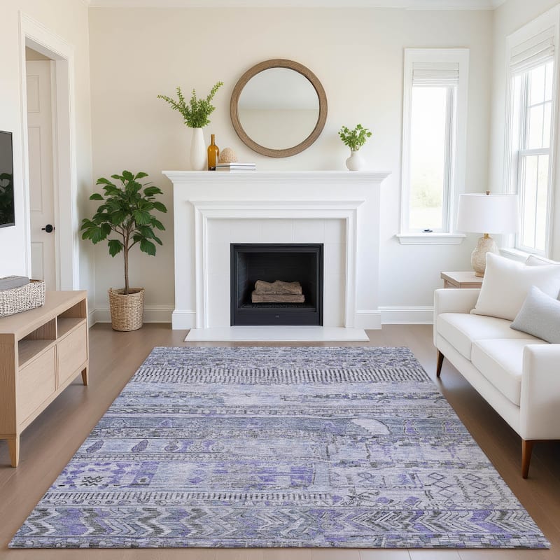 Premium Washable Super Soft Modern Global Mayfield Rug - 10' x 14' - Blue