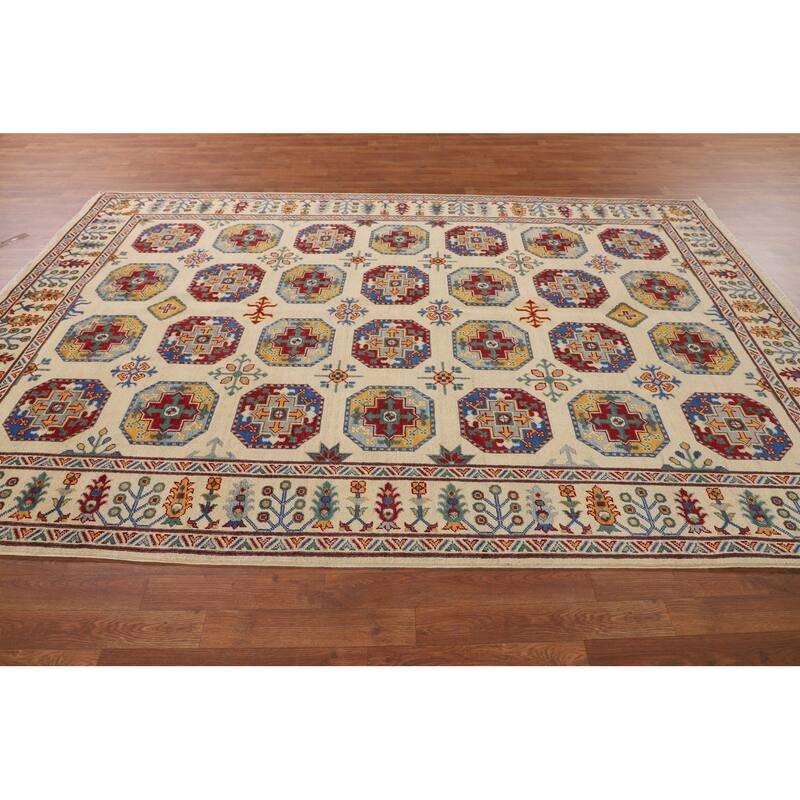 Geometric Kazak Oriental Area Rug Handmade Wool Carpet - 6'5" x 9'8"