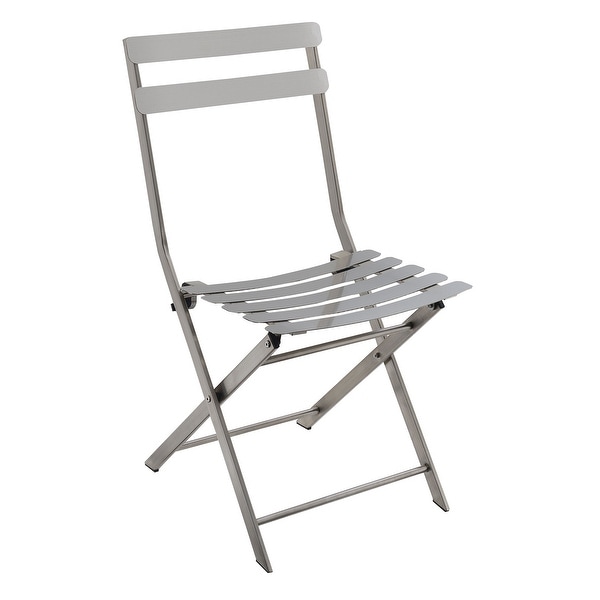 Industrial Styled Metal Folding Chair, Silver, Pack Of Two
