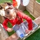 preview thumbnail 5 of 8, KidKraft Greystone Wooden Outdoor Playhouse with Working Doorbell