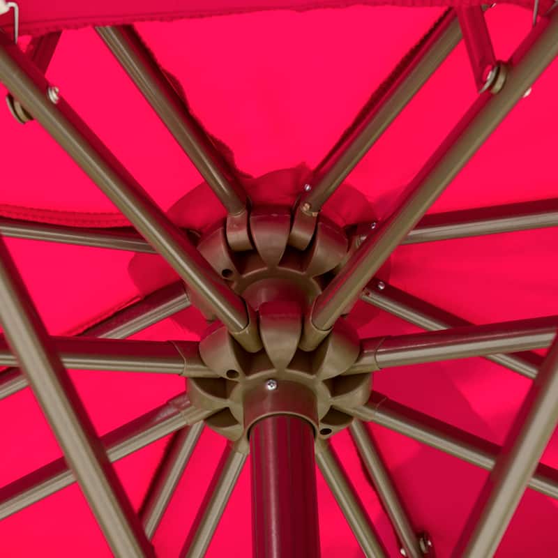 Patio 9ft 2-Tier Cantilever Umbrella/Offset Umbrella with Crank Handle,Cross Base and 8 Ribs