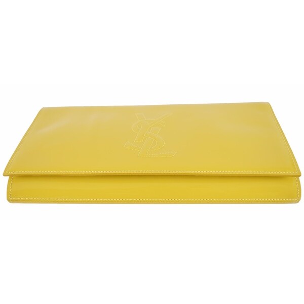 yellow patent clutch bag