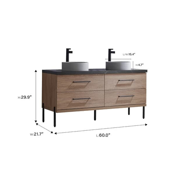 dimension image slide 3 of 4, Trento Bath Vanity with Sintered Stone Top with Concrete Sink (C)