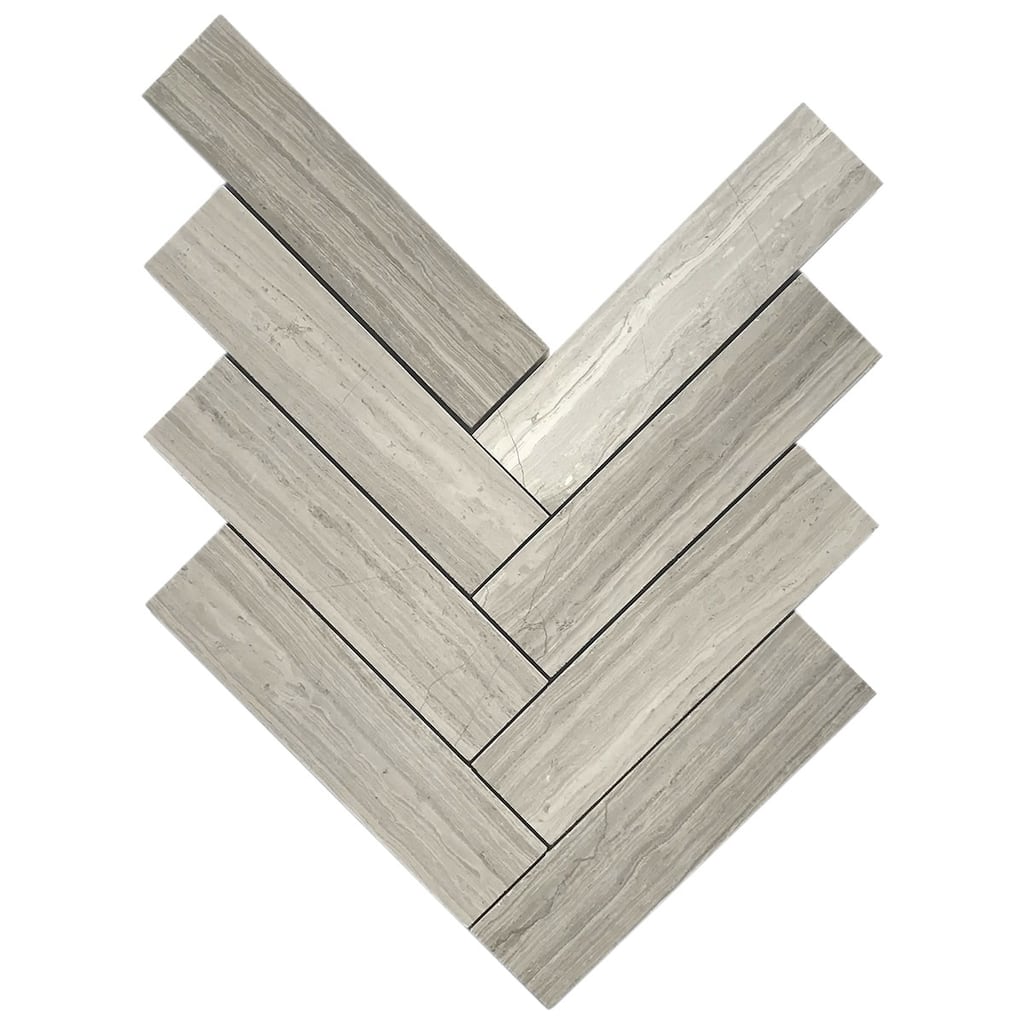Slatewood Marble 2" x 8" Herringbone Honed Mosaic Tile