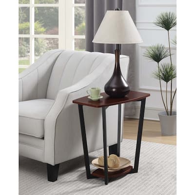 Minimalist End Table with Open Metal Frame and Wood Top, Sleek Top Surface and Open Lower Shelf for Magazines or Books - 23.75