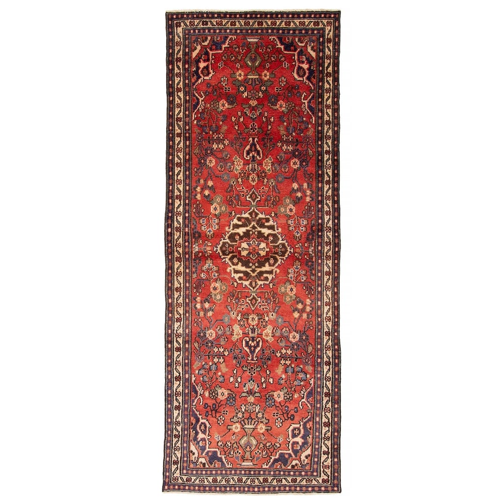 ECARPETGALLERY Hand-knotted Andelz Red Wool Rug - 3' 6" x 9' 9"