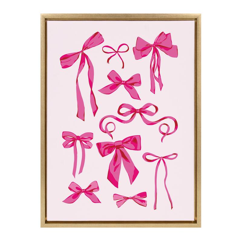 Kate and Laurel Sylvie Pink Bows Framed Canvas by Honey Island Studio