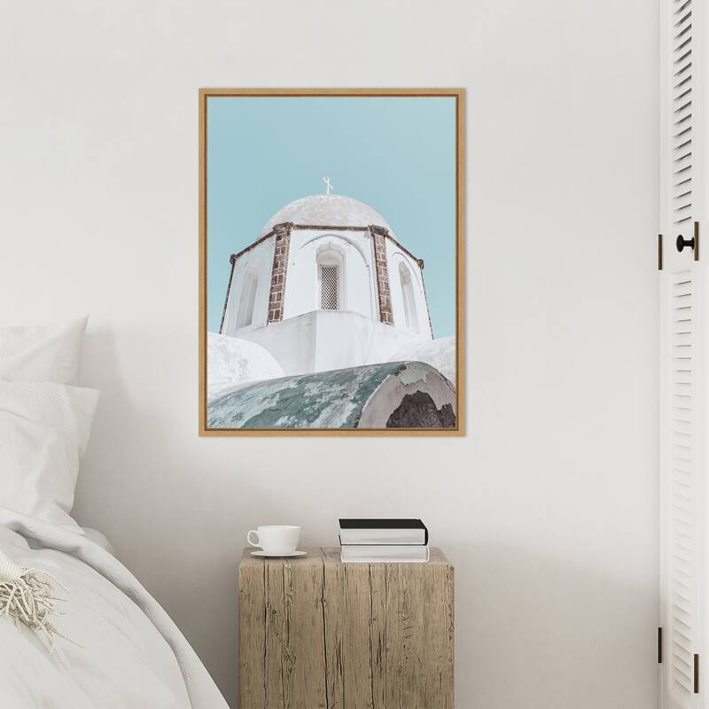 Santorini Church by Bella Eve Framed Canvas Wall Art Print - Sylvie Natural