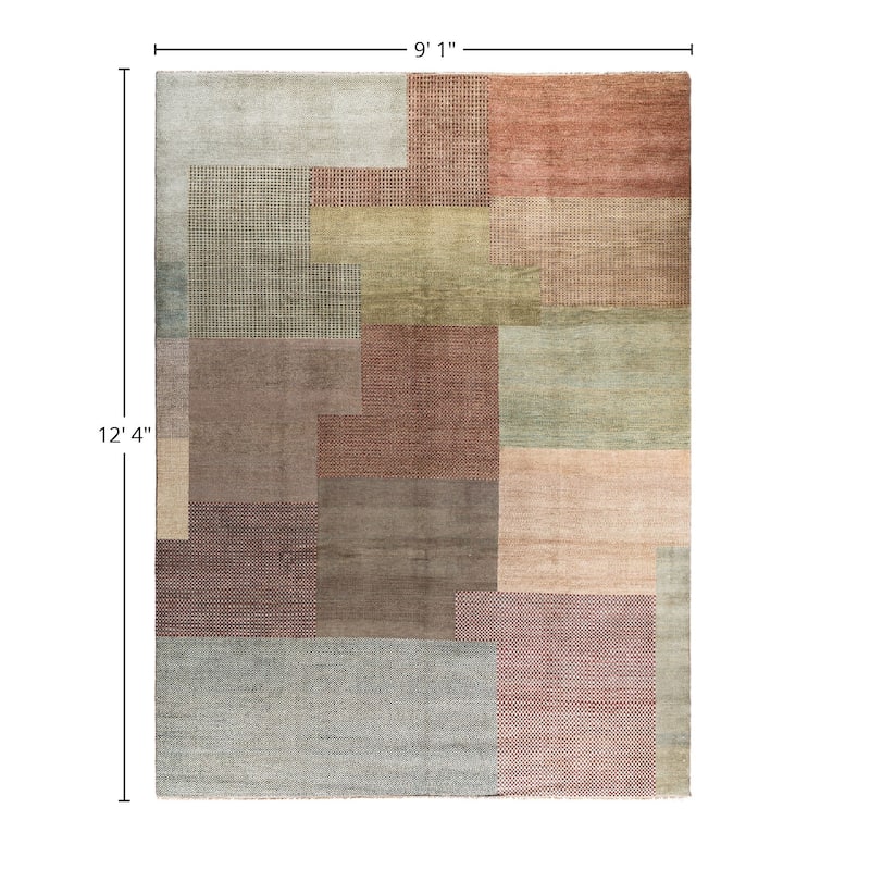 Gabbeh One-of-a-Kind Hand-Knotted Area Rug, Multicolor - 9' 1" x 12' 4"