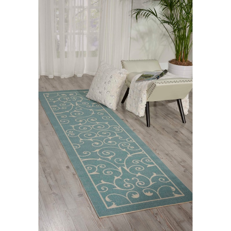 Nourison Scrolling Ivory Vines Indoor/ Outdoor Area Rug