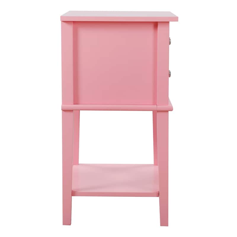 Pink Nightstand 28x22x16 Vibrant Bedside Table with Open Shelf Storage, Sleek Modern Style for Bedroom or Guest Room