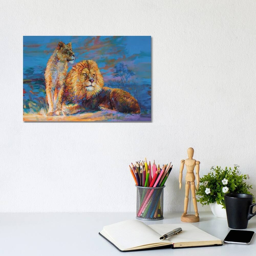 iCanvas "Lion And Lioness" by Leon Devenice Canvas Print