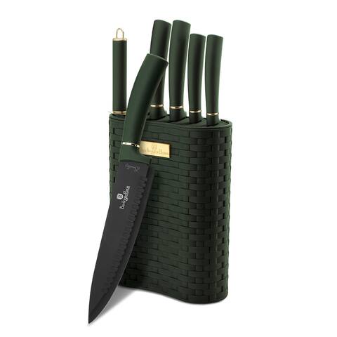 Berlinger Haus 7-Piece Knife Set with Stand, Emerald Collection