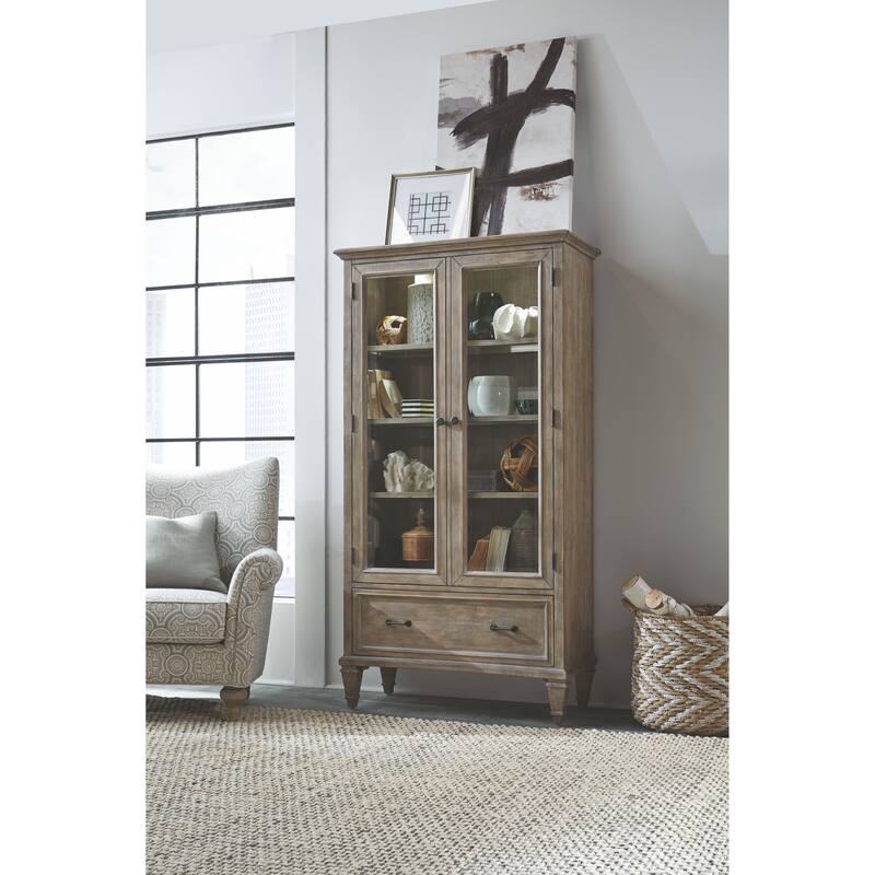 Magnussen Home Lancaster Dovetail Grey Door Bookcase - 40''W x 18''D x 75''H - Wood Finish - Dovetail Grey